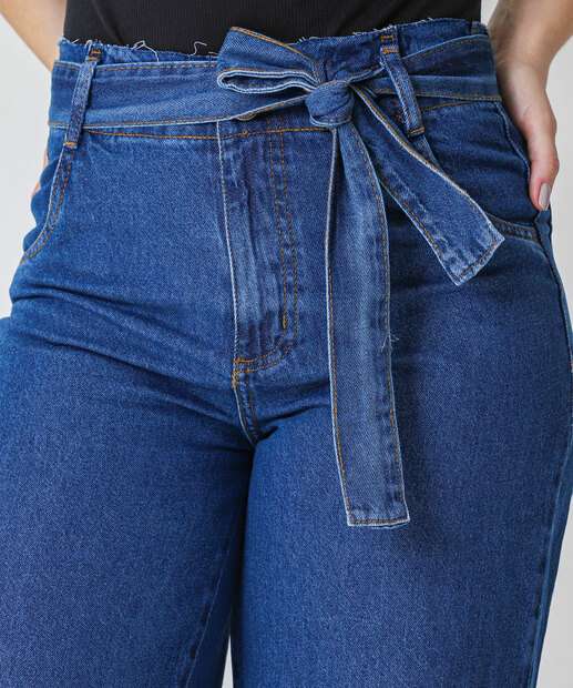 Calça Jeans Wide Leg Feminina Marisa Azul