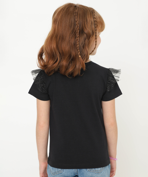 Blusa Infantil Hello Kitty Halloween Tule Tam 4 a 10 Preto