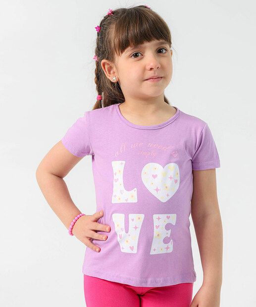 Image_Blusa Infantil Manga Curta Estampa Love Marisa Tam 4 a 10 Lilás