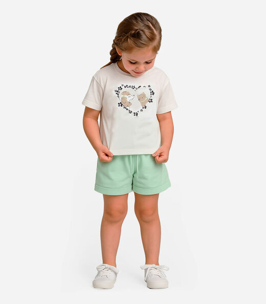 Image_Conjunto Infantil Menina Blusa Com Shorts Select Bege