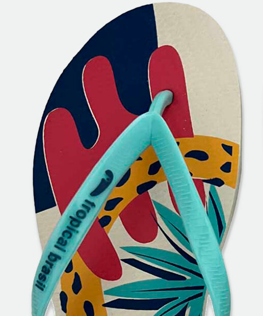 Chinelo Feminino Estampado Tropical Brasil
