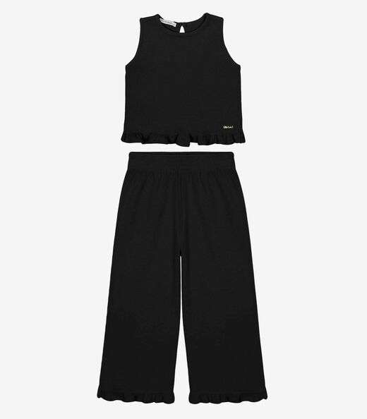 Conjunto Menina Regata Com Pantacourt Trick Nick Preto