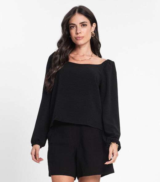 Image_Blusa Feminina Manga 7/8 Rovitex Preto