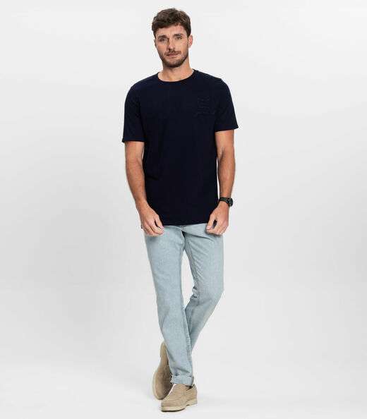 Camiseta Masculina Manga Curta Malhão Diametro Azul