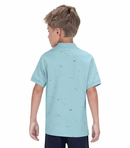 Camisa Polo Infantil Em Cotton Trick Nick Azul