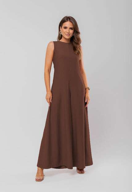 Image_Macacão Regata Feminino Alfaiataria Pantalona Marrom Salvatore Fashion