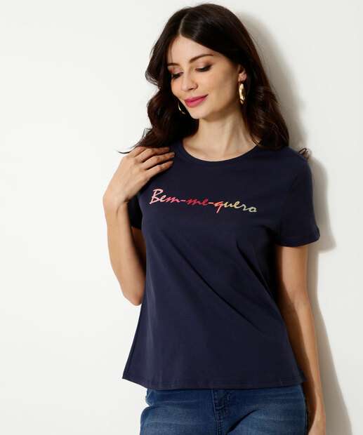 Blusa Feminina Estampa Frase Manga Curta Marisa