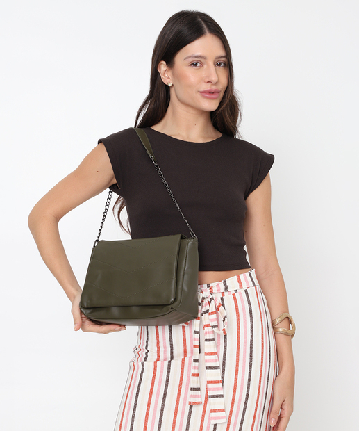 Bolsa De Ombro Tote Feminina Corrente Marisa Verde