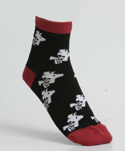 Kit 2 Pares Meias Feminina Cano Médio Estampada Snoopy