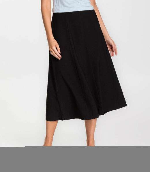 Saia Midi Feminina Evase Marrante Renaluci Preto