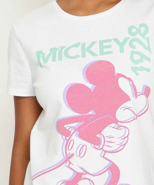 Blusa Feminina Estampa Mickey Manga Curta Disney  