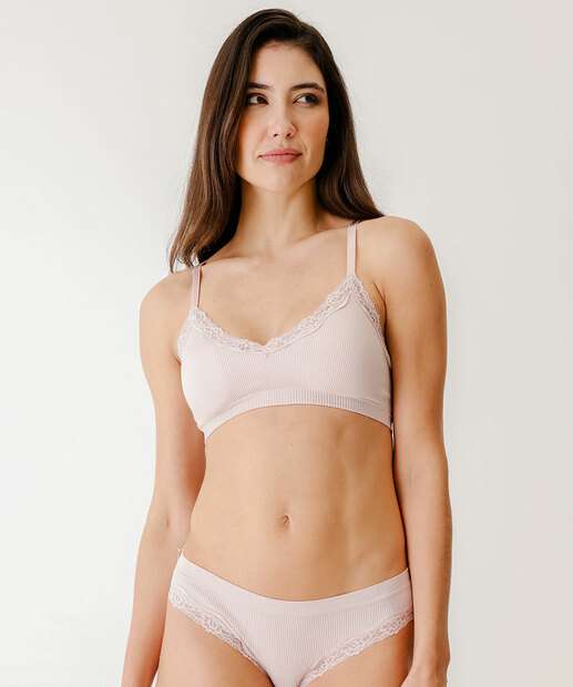 Sutiã Top Com Bojo Canelado Sem Costura Marisa