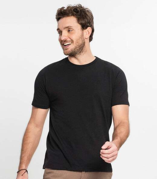 Camiseta Masculina Plus Size Meia Malha Diametro Preto