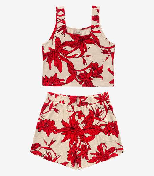 Conjunto Regata com Shorts Feminino Rovitex Vermelho