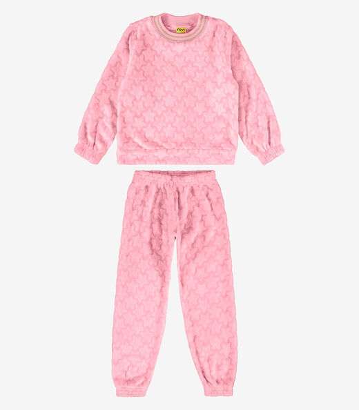 Conjunto Infantil Blusão Com Calça Rovi Kids Rosa