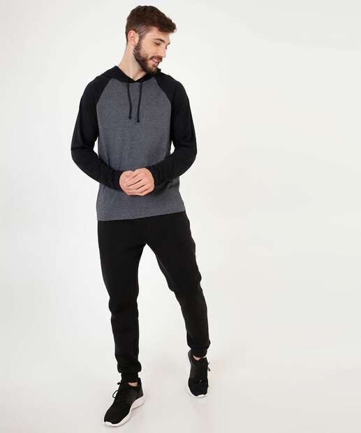 Camiseta Masculina Recorte Capuz Manga Longa MR