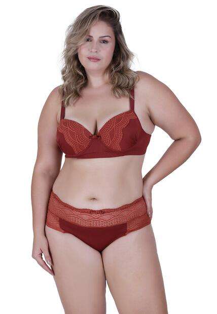 Conjunto Beijo Plus Concept Lingerie Marrom