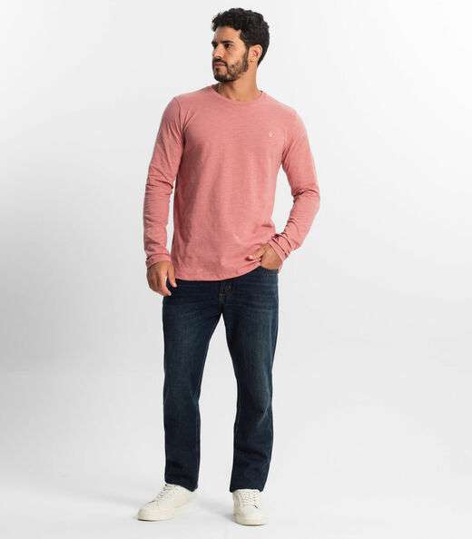 Camiseta Masculina Manga Longa Básica Diametro Rosa