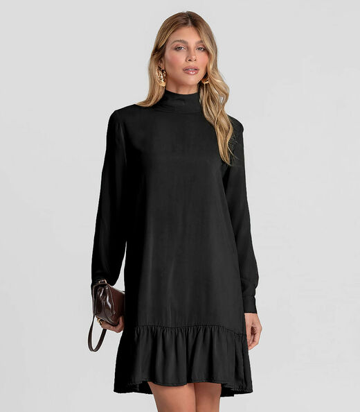 Image_Vestido Curto Feminino Gola Dupla Dianna Preto