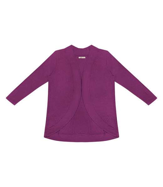 Cardigan Plus Size Em Ribana Canelada Secret Glam Roxo