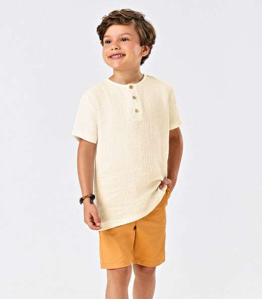 Image_Conjunto Infantil Camisa Com Bermuda Trick Nick Bege