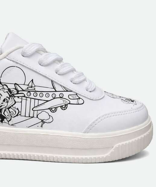 Tênis Infantil Casual Estampa Aninha Avião Branco