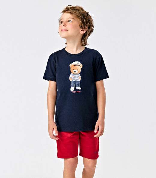 Conjunto Infantil Camiseta Com Bermuda Trick Nick Azul