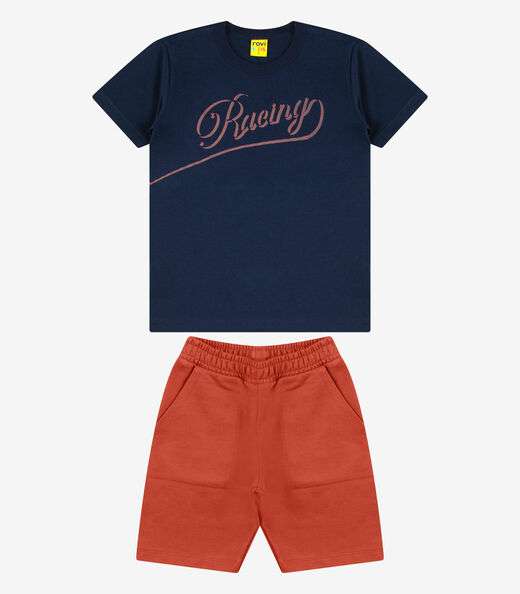 Conjunto Camiseta com Bermuda Menino Rovi Kids Azul
