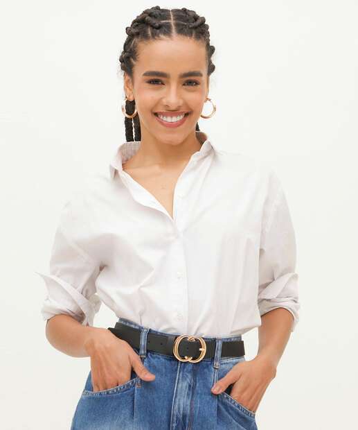 Cinto Feminino Textura Fivela Marisa Preto