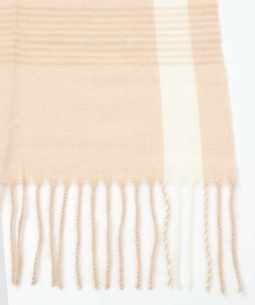 Cachecol Feminino Tricô Xadrez Marisa Bege