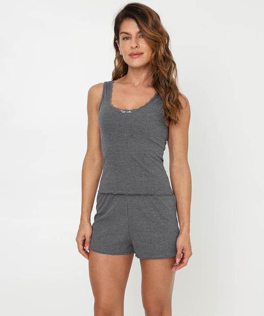 Image_Pijama Feminino Canelado Renda Alças Largas Marisa Cinza