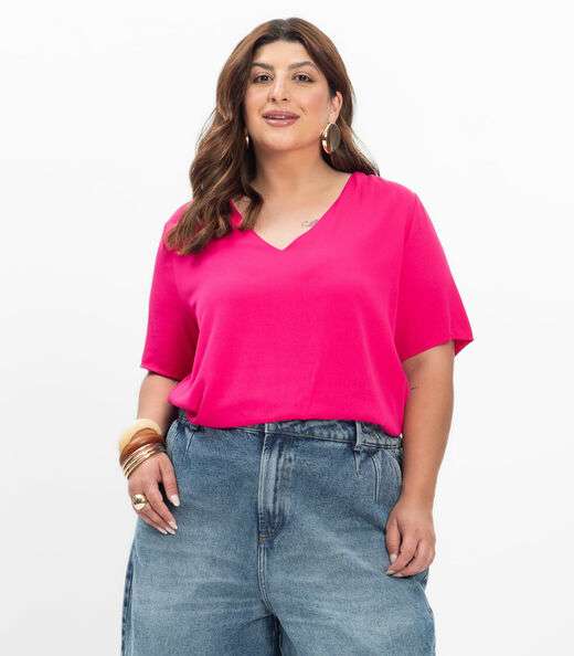 Image_Blusa Feminina Plus Size Secret Glam Rosa