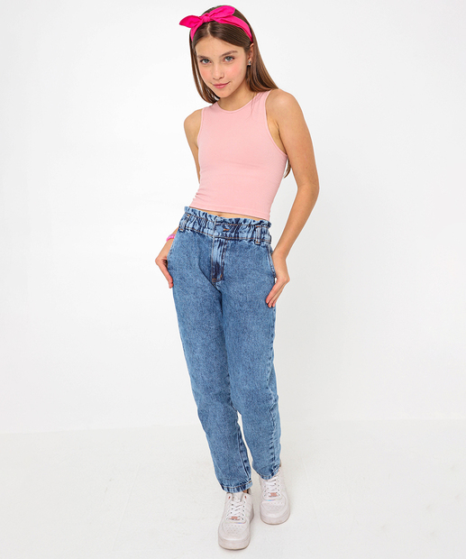 Blusa Juvenil Regata Sem Costura Canelada Marisa Tam 10 a 16 Rosa