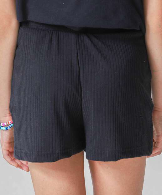 Short Juvenil Canelado Tam 10 a 16