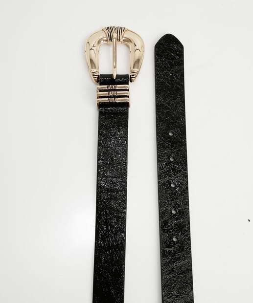 Cinto Feminino Fivela Textura Marisa Preto