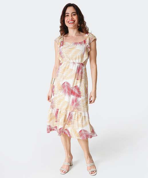 Image_Vestido Midi Feminino Estampa Folhas Lastex Marisa