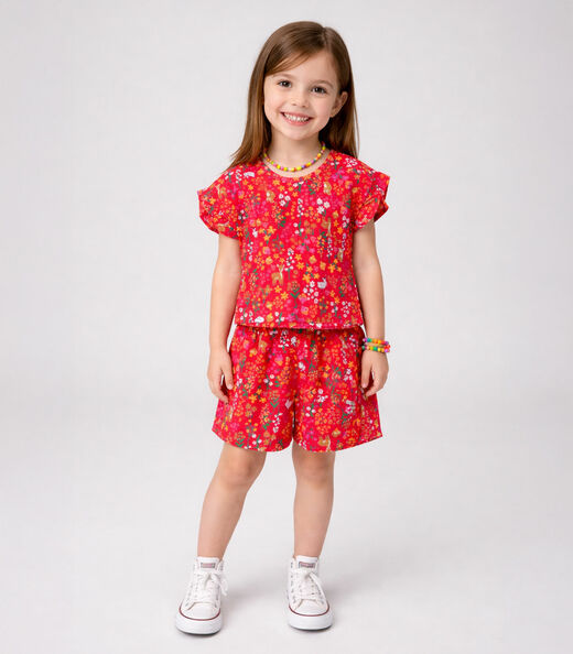 Conjunto Infantil Menina Com Babado Select Vermelho