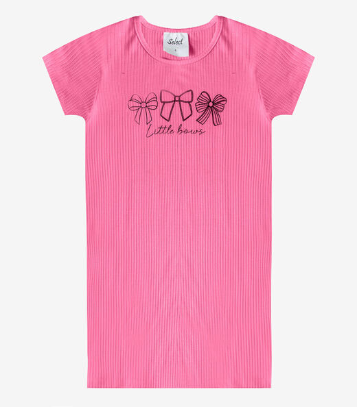 Vestido Infantil Ribana Canelada E Estampa Select Rosa