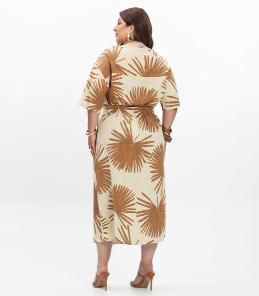 Saia Super Midi Feminina Plus Size Secret Glam Bege