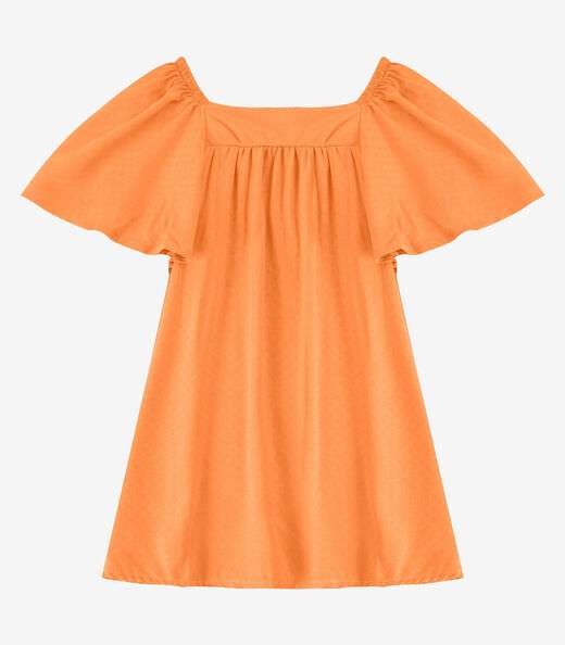 Vestido Infantil em Viscose Infinita Cor Laranja