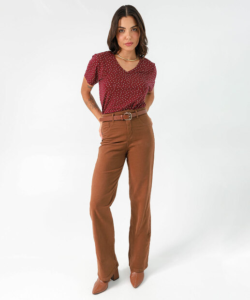 Blusa Feminina Estampa Poá Manga Curta Marisa Vermelho