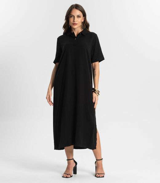 Image_Vestido Midi Com Fenda Lateral Endless Preto