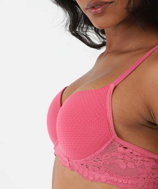 Sutiã Com Base E Bojo Recorte Renda Marisa Rosa