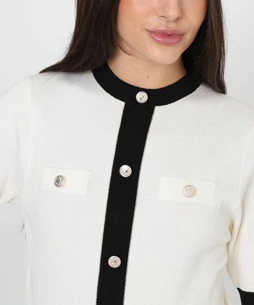 Blusa Feminina Casaqueto Tricot Marisa Off White