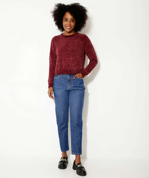 Calça Mom Jeans Feminina Bolsos Marisa