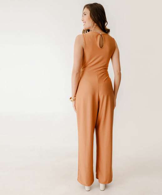 Macacão Feminino Amarração Marisa Marrom