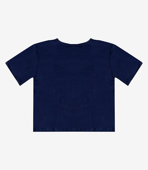 T-Shirt Cropped Feminina Com Estampa Infinita Cor Azul