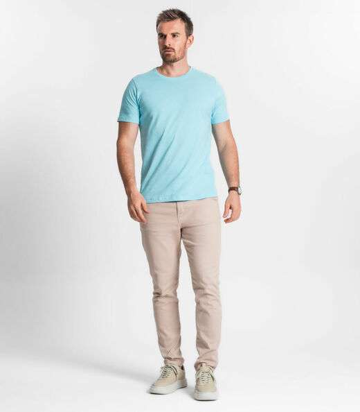 Camiseta Masculina Meia Malha Maquinetada Diametro Azul