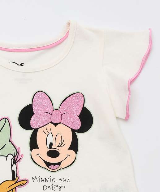 Blusa Infantil Minnie e Margarida Disney Tam 1 a 3 Off White