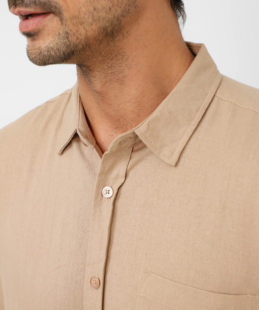 Camisa Masculina Manga Curta MR Bege